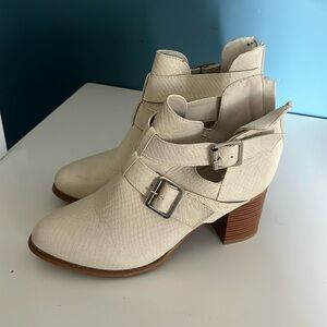 White Snake Skin Booties